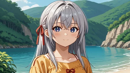 <lora:Alisa_Alya_Mikhailovna_Kujou_from_Alya_Sometimes_Hides_Her_Feelings_in_Russian:1>, girl, summer, anime style, 1 girl, solo