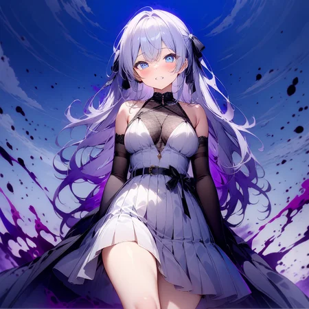 score_9,score_8_up,score_7_up,score_6_up,score_5_up,score_4_up,Ultra detailed,masterpiece,very aesthetic,
1girl,solo,<lora:corrupting v21:1.5>,white dress,dark aura,blue sky,