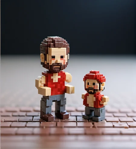 Lego pixel art,isometric,pixel art,figurine,hand,fingers,close-up,toy,retro,blocky,male character,red shirt,beard,3d model,miniature,detailed,creative,handheld,playful,game-inspired,digital art style,focus on foreground,tiny,nostalgic,intricate,personal scale,craftsmanship.,<lora:å¾®ååç´ -000008:0.8>,