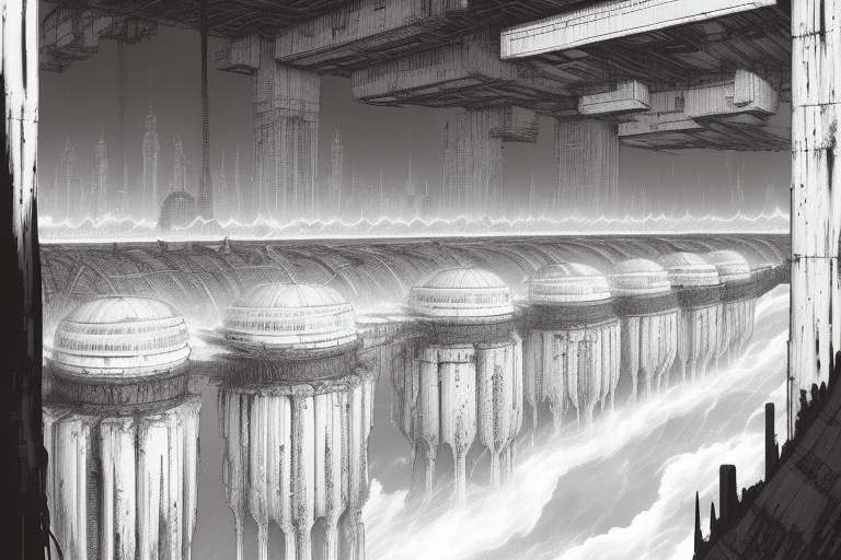 cyberpunk building structures, detailed background, vast, gigantic, decrepit scenery, covered in large tubes and cables, dim light, ((heavy black and white)), <lora:Blame!:1>