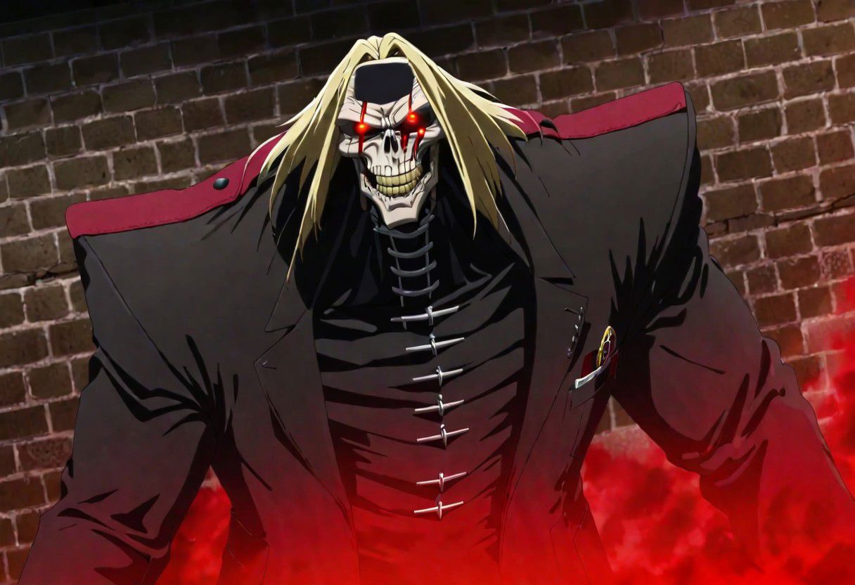 masterpiece,best quality,anime screencap,scene from hellsing, a crabomination