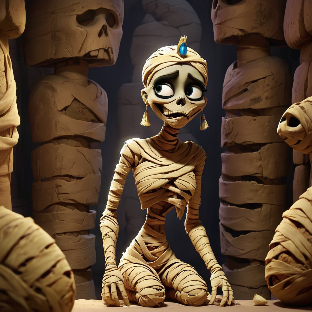 <lora:SDXL_mummy_Sa_May:1> mummy, a desiccated mummy princess Disney style