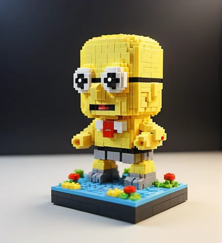 Lego pixel art,toy,3d model,detailed,playful,creativity,fine craftsmanship,childhood,hobby,indoor,studio lighting,<lora:å¾®ååç´ -000009:0.6>,Spongebob Åboshi Squidward,