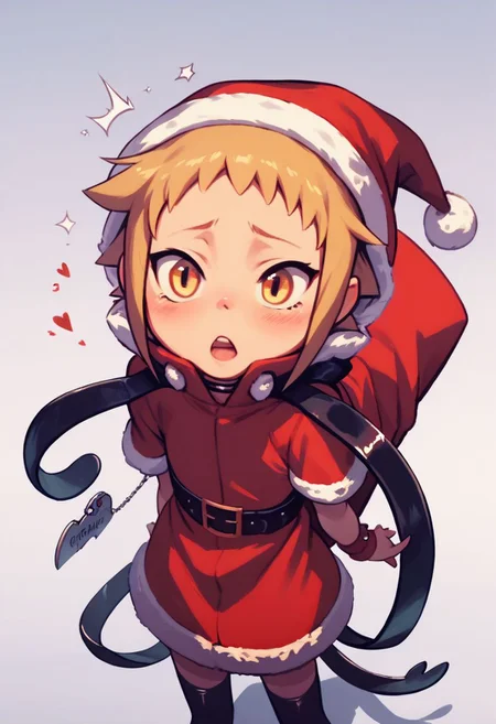 score_9, score_8_up, score_7_up, score_6_up, score_5_up, score_4_up, break, source_cartoon, official, cute, MiniMedusa, santa clous costume, standing