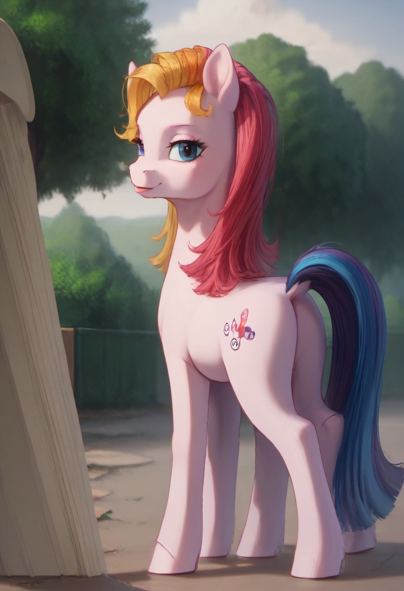 score_9, score_8_up, score_7_up, score_6_up, score_5_up, score_4_up, detailed background
outdoors, street
Toola-Roola mlp, feral, pony, multicolored hair, slim, naughty, bedroom eyes,  break
walking, rear view, looking back at viewer