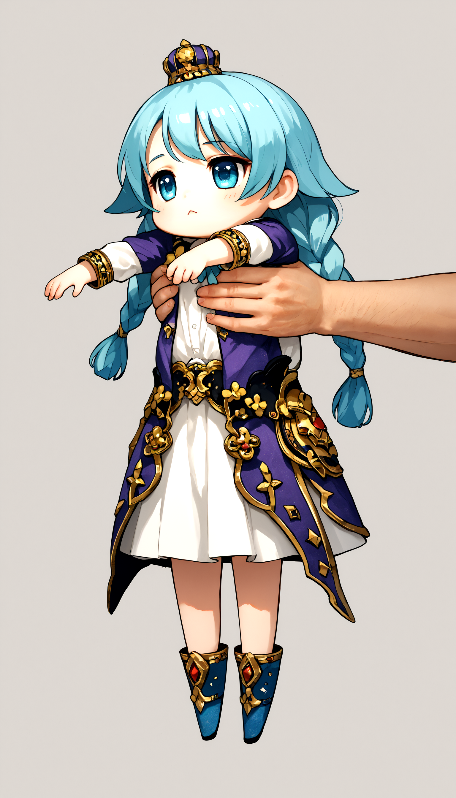 <lora:MordimortV2_epoch_9:0.75> mordimort, cowboy_shot, <lora:LongCatMeme_XLPD:0.8> IncrsXLLCM, full body, chibi, holding person, score_9, score_8_up, score_7_up, (high quality, detailed, beautiful)