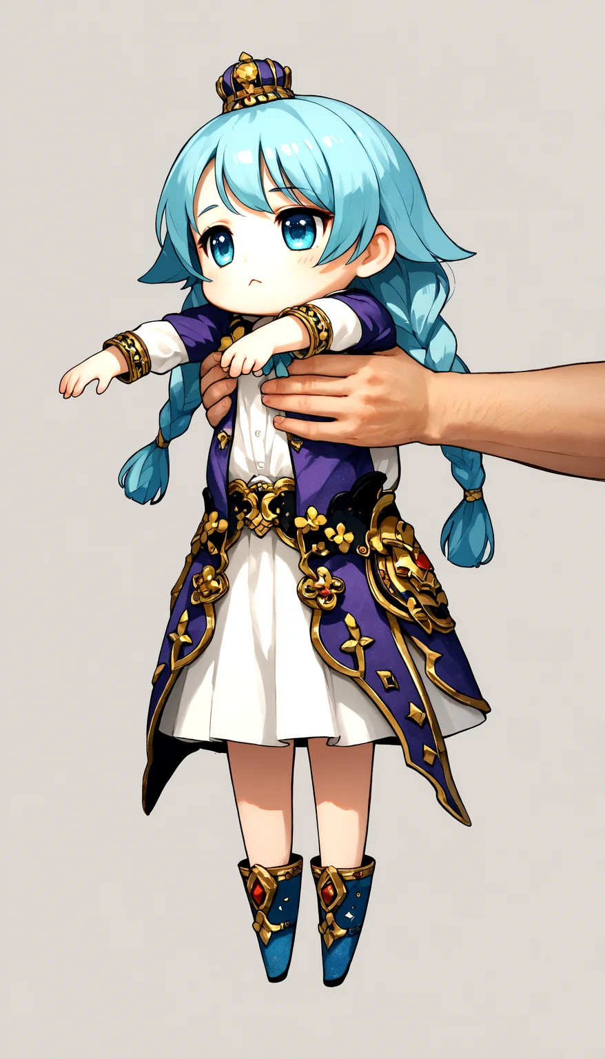 <lora:MordimortV2_epoch_9:0.75> mordimort, cowboy_shot, <lora:LongCatMeme_XLPD:0.8> IncrsXLLCM, full body, chibi, holding person, score_9, score_8_up, score_7_up, (high quality, detailed, beautiful)