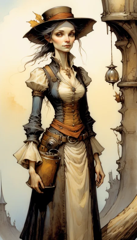 positiv Clip L: Jean-Baptiste Monge Style page, an award-winning, of a bautiful woman, positiv Clip G: Jean-Baptiste Monge Style page, an award-winning, of a skinny Gothic woman, sunset in the background,