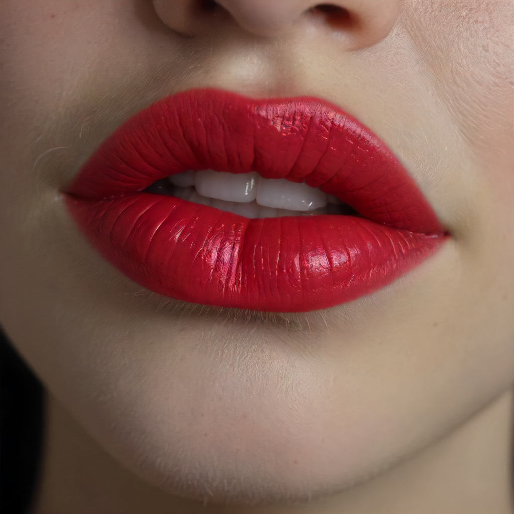 RAW photograph, 19yo, 1girl, (extreme lip close up, [seductive|sexual|erotic|kissable] lips:1.5), vibrant colours, pursed lips, red lipstick, (imperfect skin, realistic skin texture, freckles:0.25), perfect teeth, makeup, pale skin, hyper realistic, highres, masterpiece, 8k, cinematic lighting, photoshoot <lora:RMSDXL_Enhance:2> <lora:sd_xl_dpo_lora_v1:0.5>