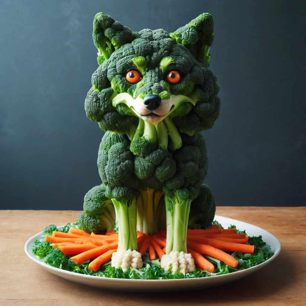 masterpiece, best quality, wolf made out of brccl<lora:brccl:1>
