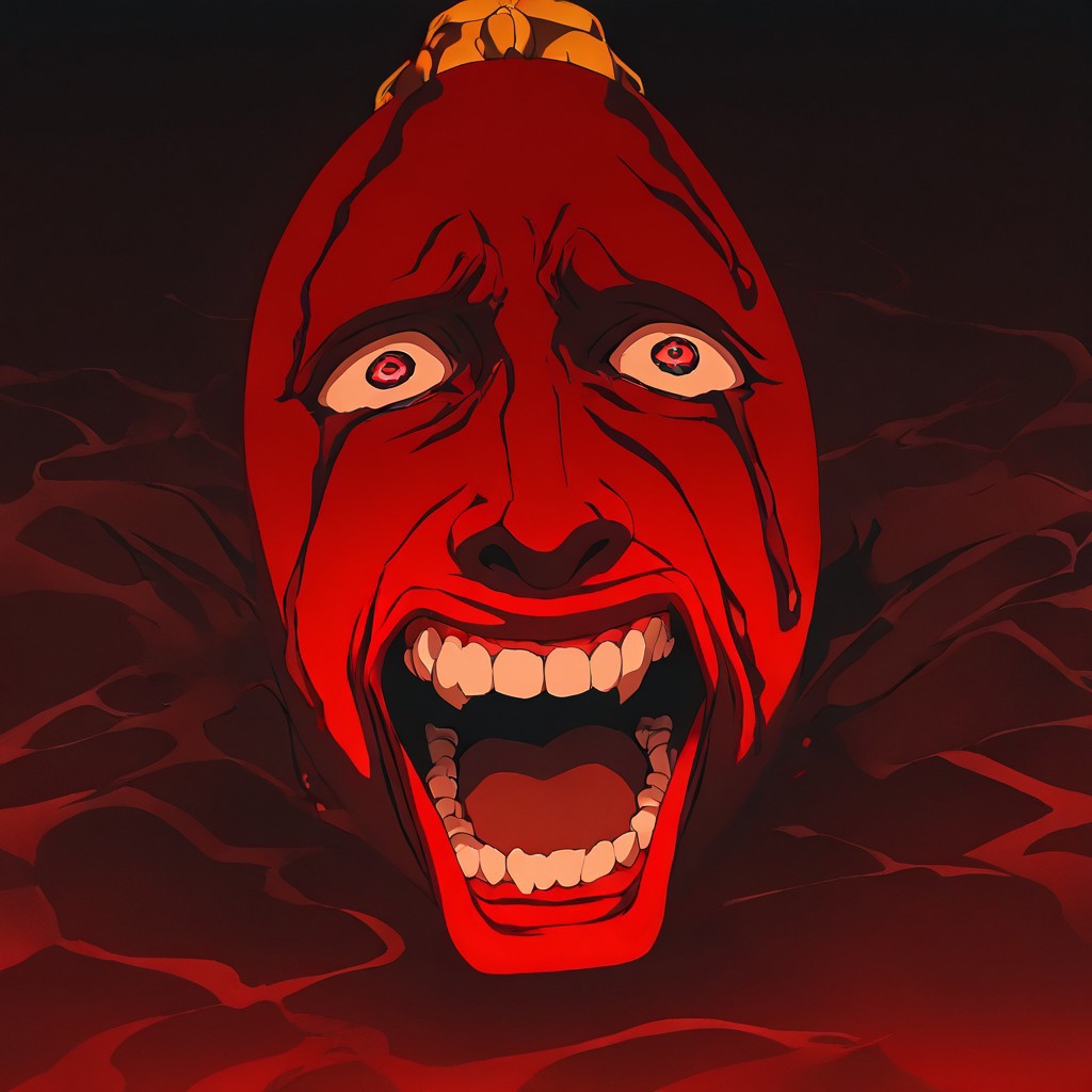 masterpiece, best quality, newest, absurdres, highres, 
anime, anime style,
BBH/EOK-V1.0-awoken, blood from eyes, screaming, teeth, shouting, wide-eyed, behelit, jewelry,