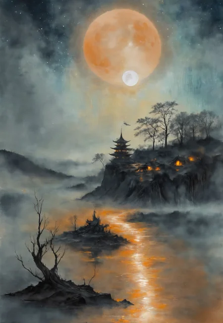 the moon is gray and threatening