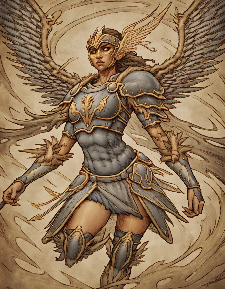 <lora:rtl1:1>rtl1 woman warrior with wings white eyes