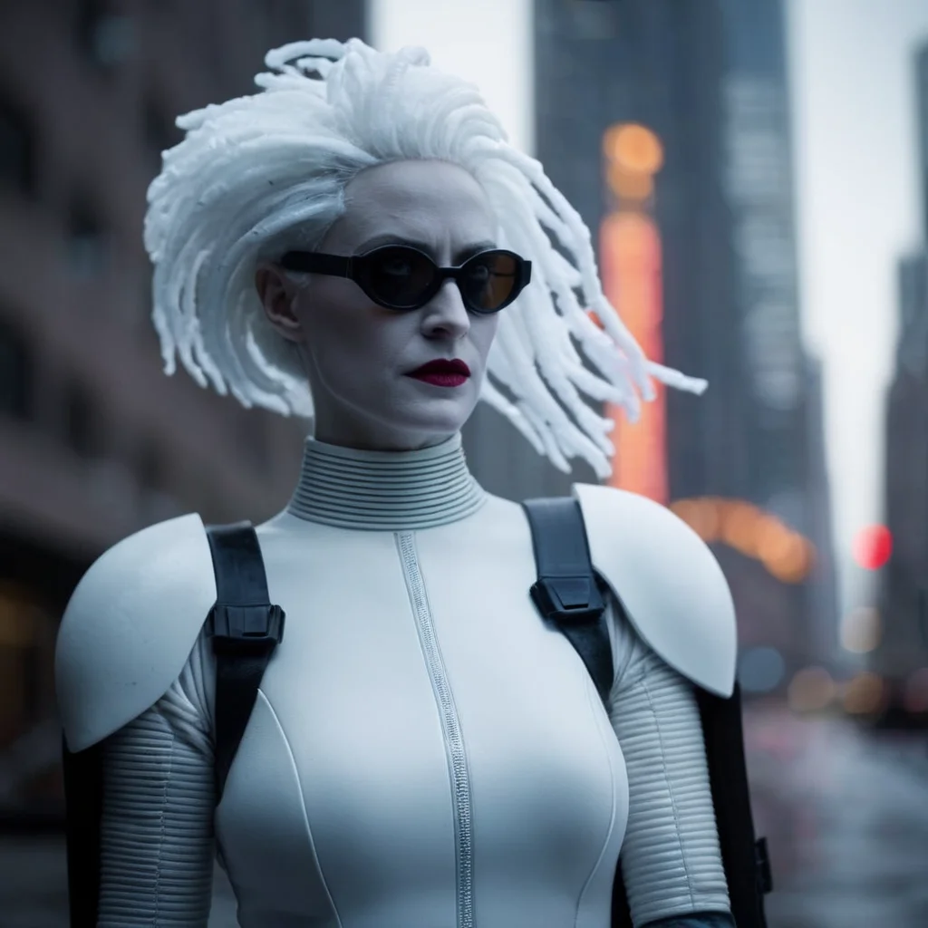 cinematic film still of <lora:Mr. Freeze:1.2>
Mr. Freeze a frozen ice cold woman with a messy hair and a white shirt In Gotham City, shallow depth of field, vignette, highly detailed, high budget, bokeh, cinemascope, moody, epic, gorgeous, film grain, grainy