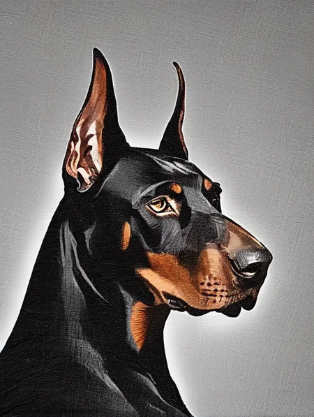 A doberman, shoulder portrait, <lora:Pencil_Cross_XL-000007:1>