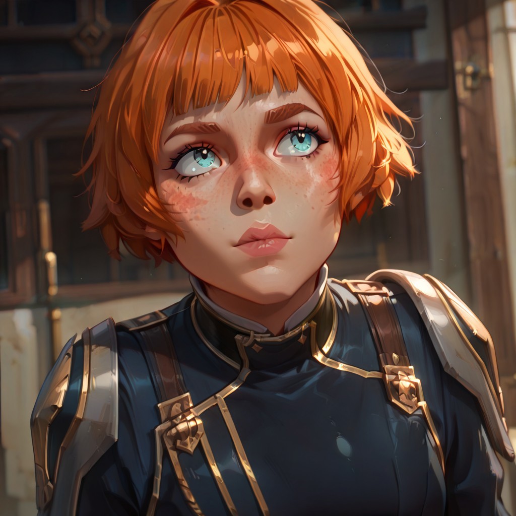 masterpiece, best quality, newest, absurdres, highres, anime, anime style,
Maddie-Nolan-IL.V1.1-enforceroutfit, uniform, orange hair, ginger, redhead, freckles, blue eyes,