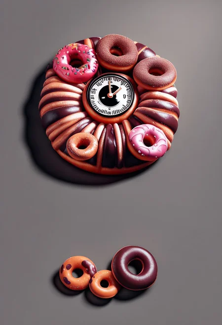 d0nu71f13d (best quality),(in Tim Burton style), silhouette art made out of made of doughnuts, alice in wonderland, 1girl, lost in thought, flower made of doughnuts, clock made of doughnuts, glowing doughnuts theme, dark grey theme, pure white theme, (novuschroma style, ink drawing:1.1), <lora:144_novuschromaSXL_a:1>, score_9, score_8_up, score_7_up, <lora:Shaman_Cartoony:0.8>