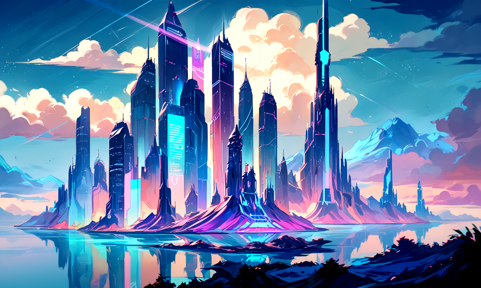 score_9, score_8_up, score_7_up,
<lora:Cyberpunk_Architecture_(Architecture)_(Pony)_(AD):0.8> Cyberpunk Architecture, monumental architecture, architecture, city, cityscape, scenery, building, skyscraper, future, scifi, science fiction, cyberpunk, city skyline,
8K, In'ei, chiaroscuro, rim lighting, perfect depth of field shot, beautiful, sharp focus, crisp details, subsurface scattering and reflections, 
photographic anime clouds, photographic realism, masterclass anime, science fiction masterpiece, holograms, holographic advertisements, neon lights, masterclass color theory, asymmetric composition, random time of the day, 8K CGI render, no humans, no_humans, day time, masterclass watercolor painting, 
in the style of and art by Thomas Kinkade, 
BREAK zPDXL, zPDXLxxx,  <lora:sdxl_lightning_8step_lora:0.4> <lora:detailed_notrigger:0.5>