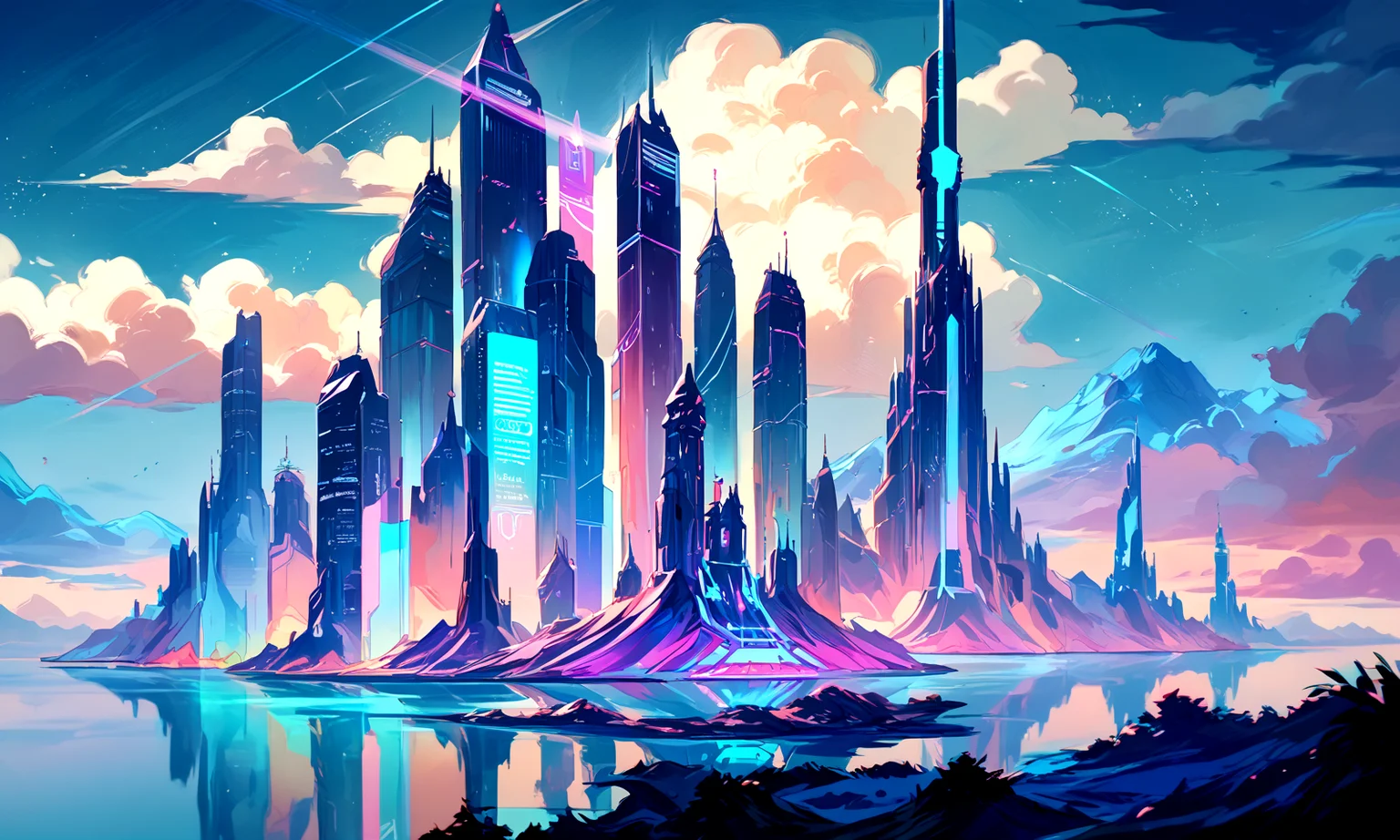 score_9, score_8_up, score_7_up,
<lora:Cyberpunk_Architecture_(Architecture)_(Pony)_(AD):0.8> Cyberpunk Architecture, monumental architecture, architecture, city, cityscape, scenery, building, skyscraper, future, scifi, science fiction, cyberpunk, city skyline,
8K, In'ei, chiaroscuro, rim lighting, perfect depth of field shot, beautiful, sharp focus, crisp details, subsurface scattering and reflections,
photographic anime clouds, photographic realism, masterclass anime, science fiction masterpiece, holograms, holographic advertisements, neon lights, masterclass color theory, asymmetric composition, random time of the day, 8K CGI render, no humans, no_humans, day time, masterclass watercolor painting,
in the style of and art by Thomas Kinkade,
BREAK zPDXL, zPDXLxxx, <lora:sdxl_lightning_8step_lora:0.4> <lora:detailed_notrigger:0.5>