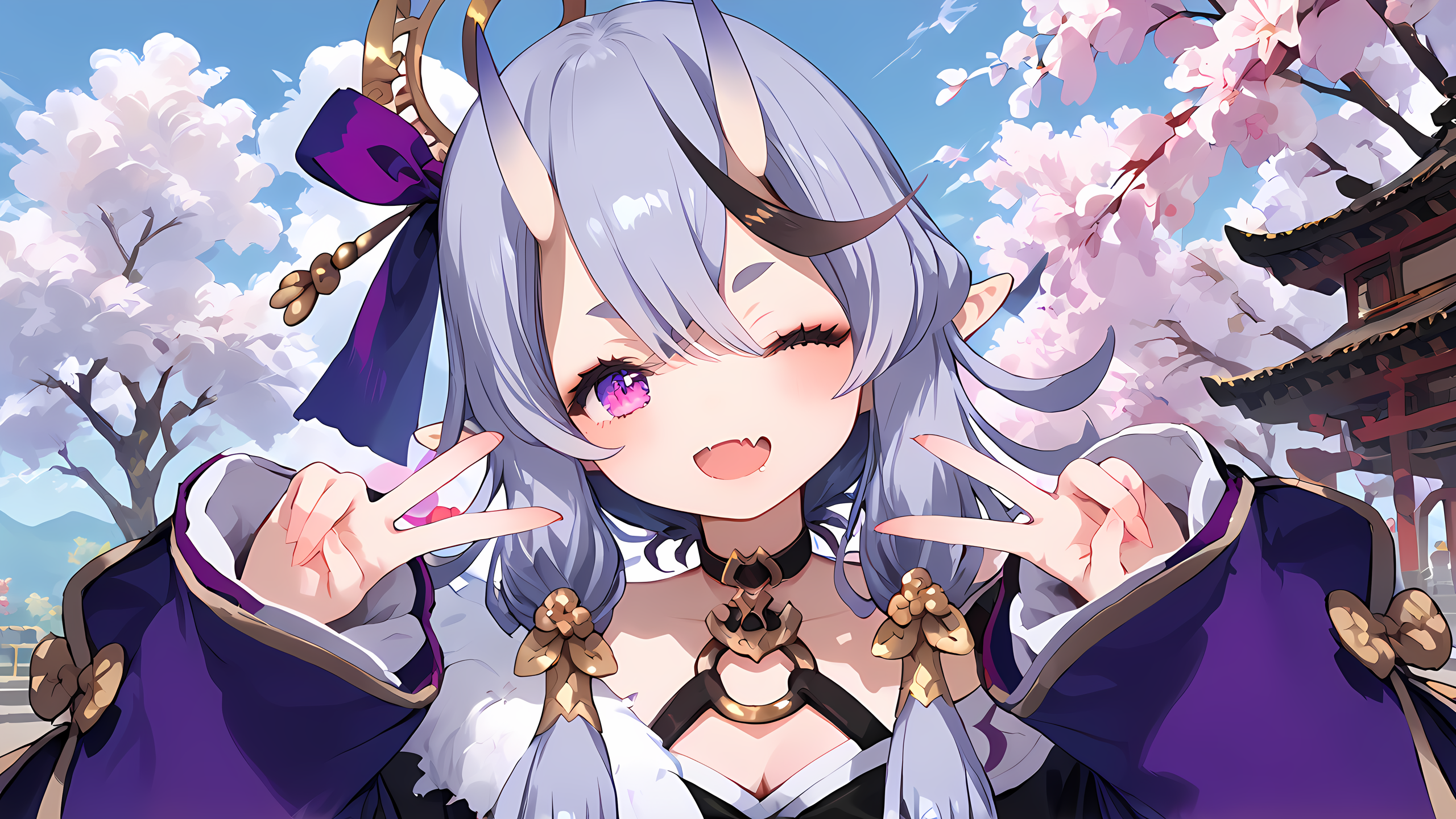 score_9, score_8_up, score_7_up, 
source_anime, 
rating_questionable, 
1girl, solo, 
mikoto, 
standing, 
v sign, 
blush, smile, one eye closed, open mouth, fang, 
looking at viewer, 
half-length portrait, 
masterpiece, best quality, 
absurdres, very aesthetic, detailed, 
official art, anime coloring, anime screencap, 
uncensored,