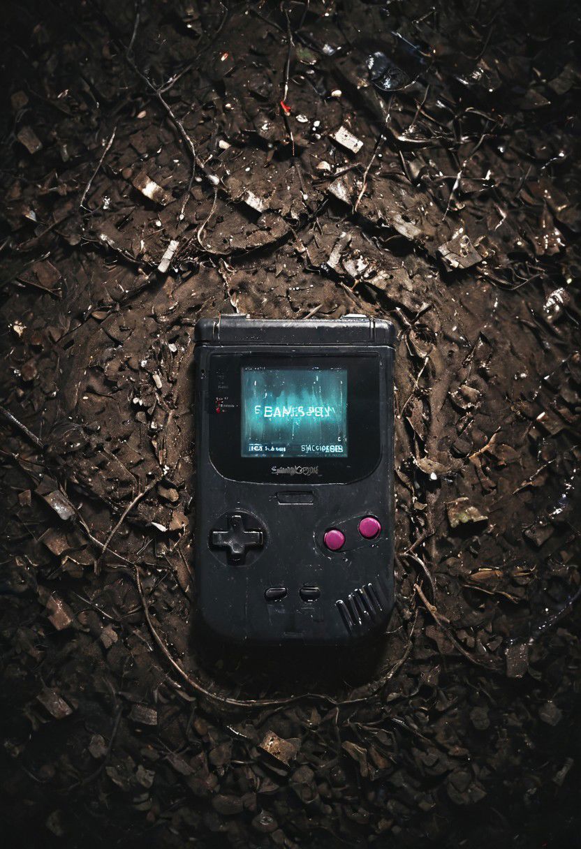 n-eeyblch, neon-pastel Dark Photo, Create a vivid and haunting short story inspired by this eerie photograph of a decrepit, abandoned gameboy from nintendo, lying in a desolate ditch. The scene is set against a gloomy night backdrop with scattered debris surrounding the neglected handheld console. The screen displays a spectral static and flickering, forming a sinister Tetris block. Craft an unsettling narrative that explores the mysterious origins and unsettling implications of this ghostly Gameboy in the forsaken darkness.
<lora:Into_Darkness:1.0>, 35mm cinematic , film, bokeh, professional, 4k, highly detailed,
 very detailed, atmospheric haze, Film grain, cinematic film still, shallow depth of field, highly detailed, high budget, cinemascope, moody, epic, OverallDetail, gorgeous, 2000s vintage RAW photo, photorealistic, candid camera, color graded cinematic, eye catchlights, atmospheric lighting, skin pores, imperfections, natural, shallow dof