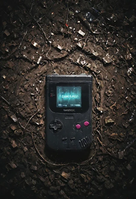 n-eeyblch, neon-pastel Dark Photo, Create a vivid and haunting short story inspired by this eerie photograph of a decrepit, abandoned gameboy from nintendo, lying in a desolate ditch. The scene is set against a gloomy night backdrop with scattered debris surrounding the neglected handheld console. The screen displays a spectral static and flickering, forming a sinister Tetris block. Craft an unsettling narrative that explores the mysterious origins and unsettling implications of this ghostly Gameboy in the forsaken darkness.
<lora:Into_Darkness:1.0>, 35mm cinematic , film, bokeh, professional, 4k, highly detailed,
 very detailed, atmospheric haze, Film grain, cinematic film still, shallow depth of field, highly detailed, high budget, cinemascope, moody, epic, OverallDetail, gorgeous, 2000s vintage RAW photo, photorealistic, candid camera, color graded cinematic, eye catchlights, atmospheric lighting, skin pores, imperfections, natural, shallow dof