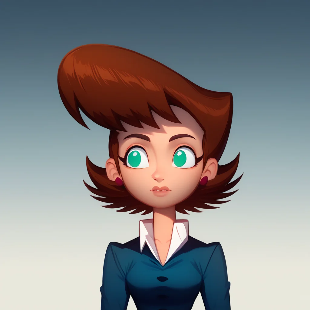 score_7_up, BREAK, LilaTest, 1girl, solo, brown hair, short hair, green eyes, formal, blue suit, jacket, white shirt, <lora:LilaTest_PXL_Leaf1:1>, portrait, gradient background,