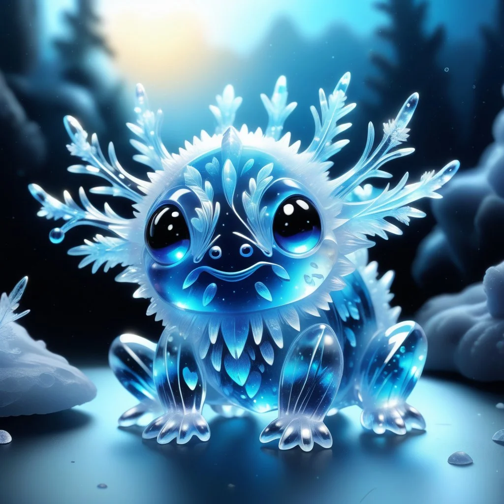 a cute creature made out of Jed-Blmicry, <lora:BioIceCrystalStyle-000006:0.7>, masterpiece, full of details,