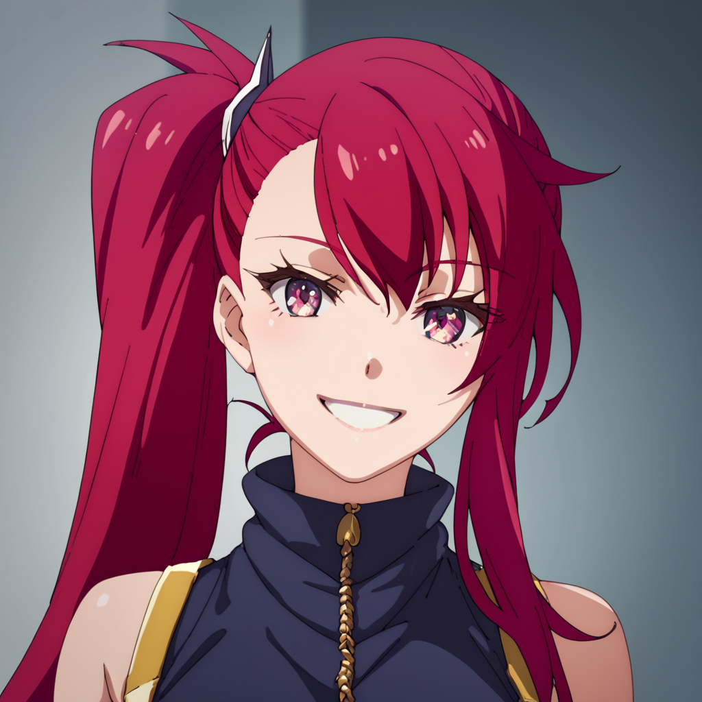 score_9, score_8_up, score_7_up, score_6_up, score_5_up, score_4_up, source_anime,  Sera, red hair, side ponytail, , smile, portrait