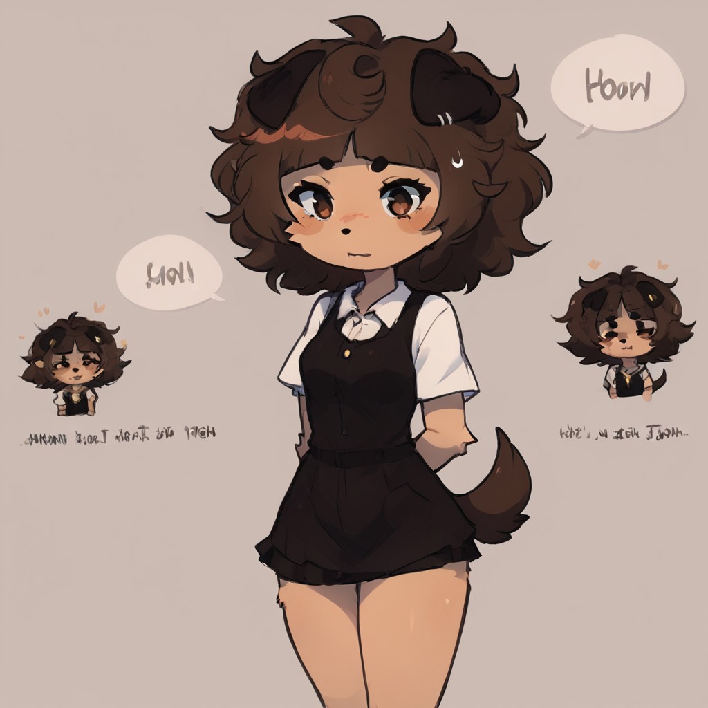 mimi typh, mimi, human dog, furry, brown hair, light brown fur, floppy dark brown ears, brown tail, small dark brown blush