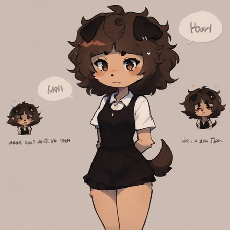 mimi typh, mimi, human dog, furry, brown hair, light brown fur, floppy dark brown ears, brown tail, small dark brown blush