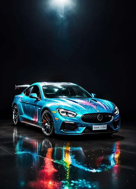 sports car, glitterstyle paint, in motion, dark background,
<lora:GlitterStyle_pony:0.8>