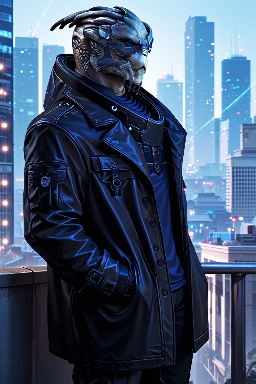 score_9, score_8_up, score_7_up, score_6_up
<lora:MEGarrus:1.0>
MEGarrus, 1boy, alien, blue eyes, On a high-rise rooftop, sharp black trench coat, city lights below, hands in pockets