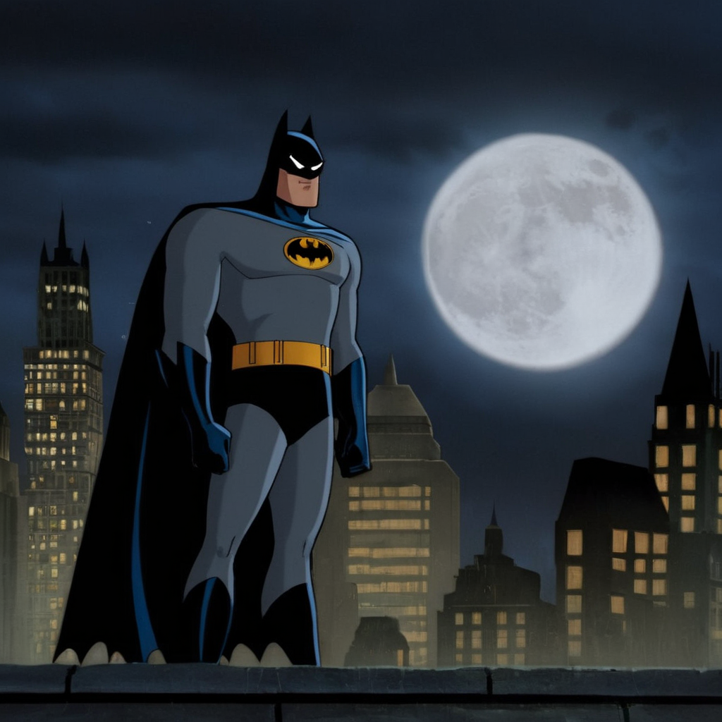 Hyperrealistic art of <lora:Batman:1.4>
Batman a batman animated scene with a full moon in the background In Gotham City Universe, Extremely high-resolution details, photographic, realism pushed to extreme, fine texture, incredibly lifelike