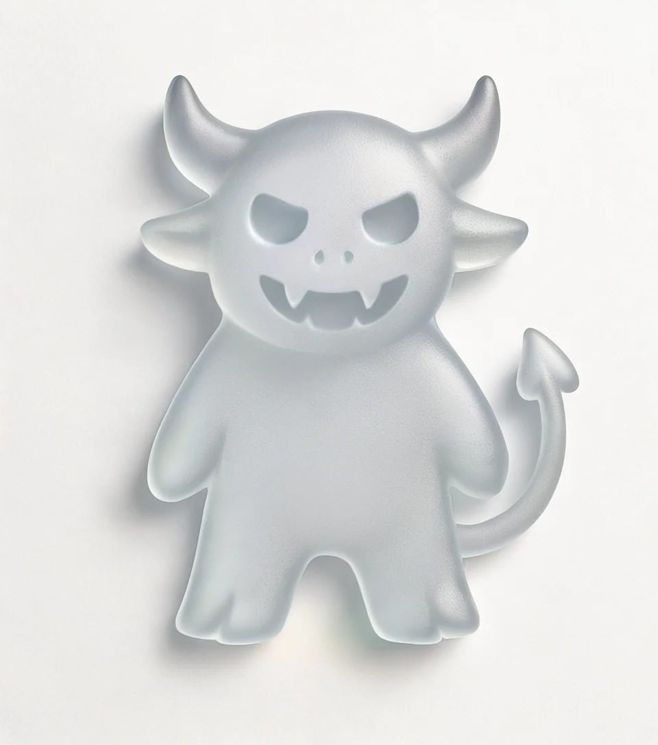 masterpiece, best quality, amazing quality, <lora:Frosted_glass_Buns:1> fr0st, simple background, no humans, demon, masterpiece, best quality, amazing quality