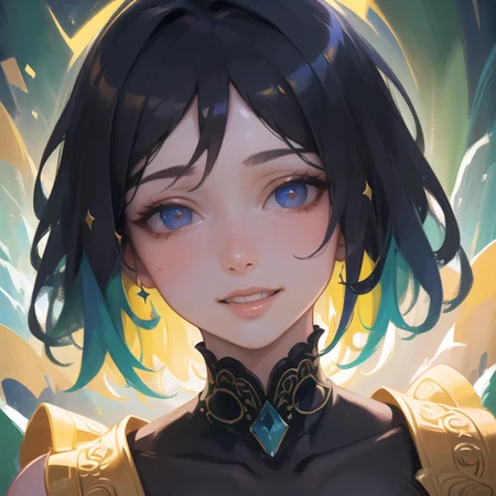 (masterpiece:1.4), (best quality:1.4), fantasy, extremely detailed, intricate, hyper detailed, illustration,soft lighting, 1girl, Grey short hair, dress , grin, (perfect_face), detailed_background, close_up, (hyperrealistic:1.3), bloom,(beautiful lighting:1.3), caustics, dynamic lighting, beautiful lighting, dutch angle, claw pose <lora:pastelStyleV5-mini:1.0>