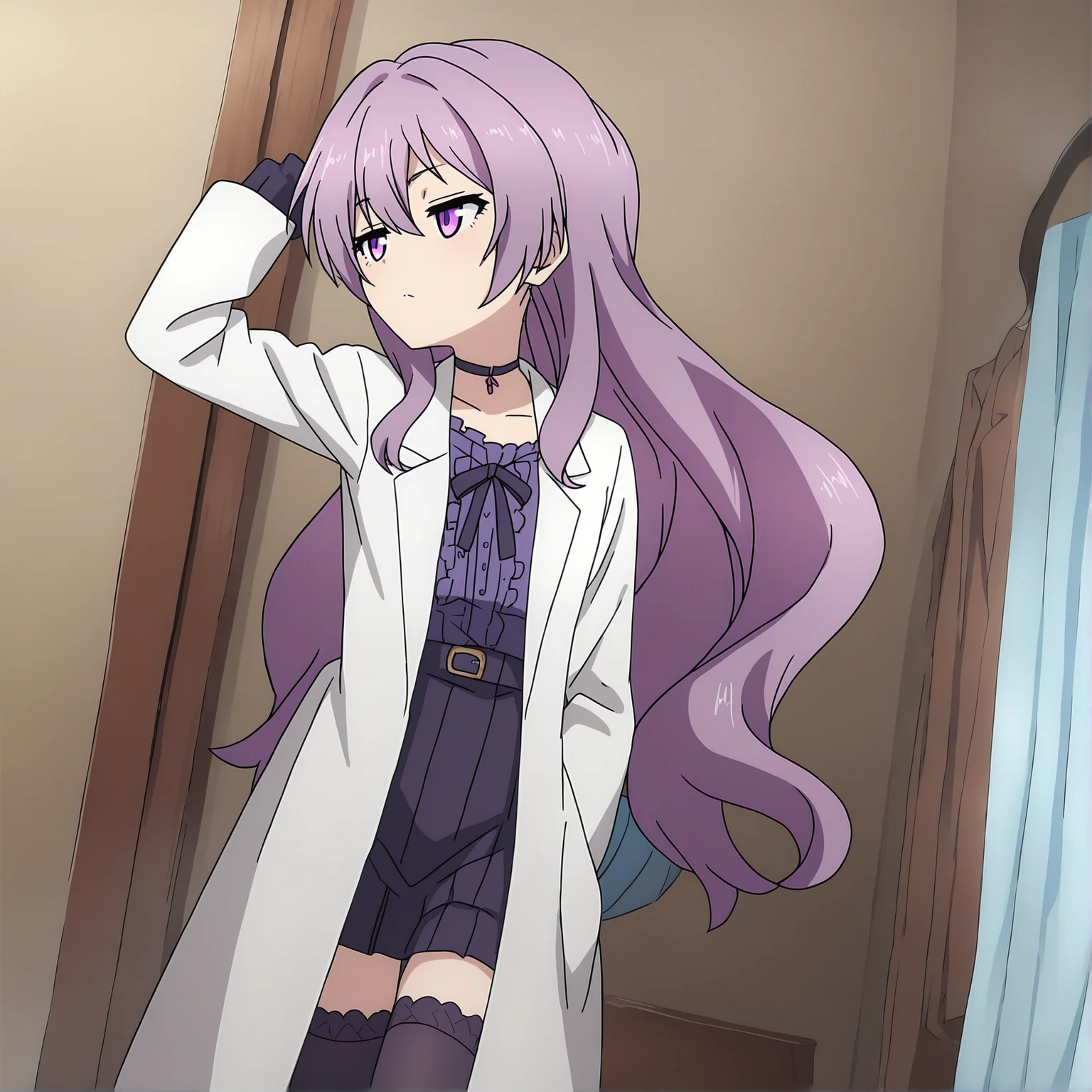 newest,absurdres,masterpiece,highres,<lora:noobai_ep11_stabilizer_v0.138_fp16>,<lora:ibarada2:1>,ena_ibarada,long hair,thighhighs,science coat,
