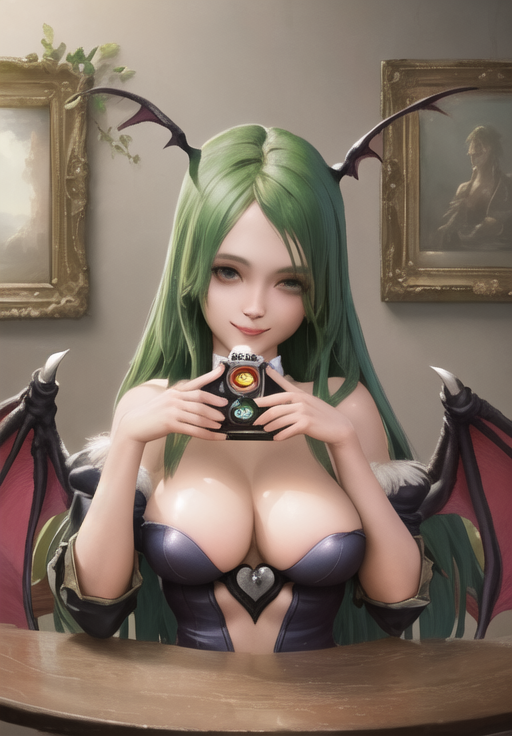 (Photo:1.3), highdetail, <lora:darkstalkers_morrigan:0.8>, darkstalkers_morrigan, smile, portrait,, (masterpiece, best quality, detailed:1.3), (trending on CGSociety, trending on pixiv, contest winner:1.3)