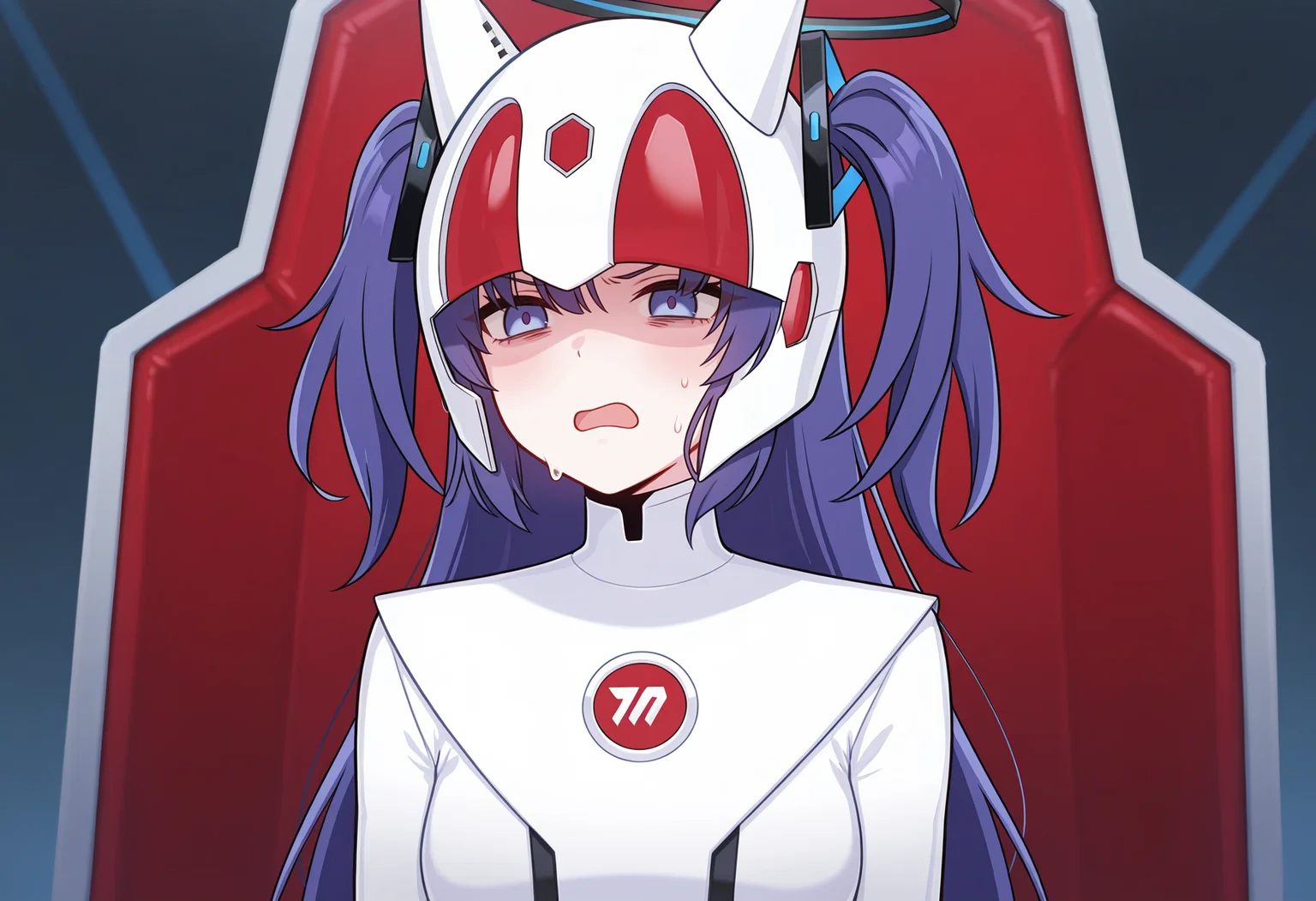 1girl, solo,
yuuka \(blue archive\),halo, twintails, long hair,
heika, helmet, horned headwear, horned helmet,throne,upper body,open mouth,white clothes, color timer, red helmet, white helmet,
exhausted, annoyed, (bags under eyes:0.5),
masterpiece,best quality,amazing quality,very aesthetic,absurdres,newest,
<lora:StS-Illustrious-Detail-Slider-v1.0:1.5>,<lora:reduce_wrinkles_illstriouosv0.1_ADDifT_2_in_1_v1.2:0.8>,<lora:99coins_heika_IL_05:1>,