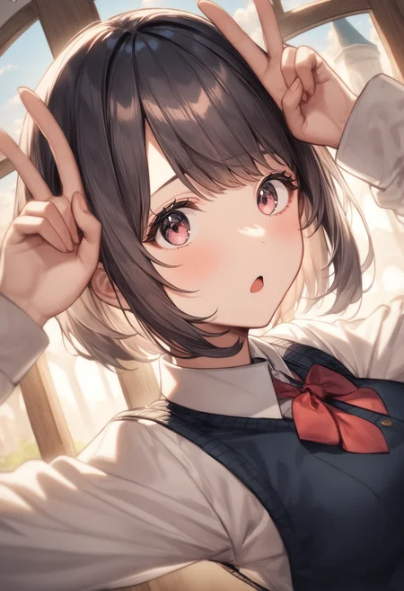 1girl, <lora:sdxl2-flat2-512b:-1>,medium breasts,school uniform,
<lora:usapiece_XL_v1:0.7>usa piece,double v, arms up,
dutch angle, portrait, looking ahead, bored, chapel, open mouth,
best quality, very aesthetic, absurdres
