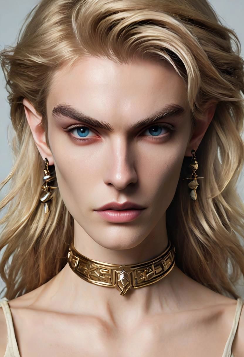 Super Closeup Portrait, Link from Zelda in Jean Paul Gautier Advertisement, very detailed, high quality, Studio,