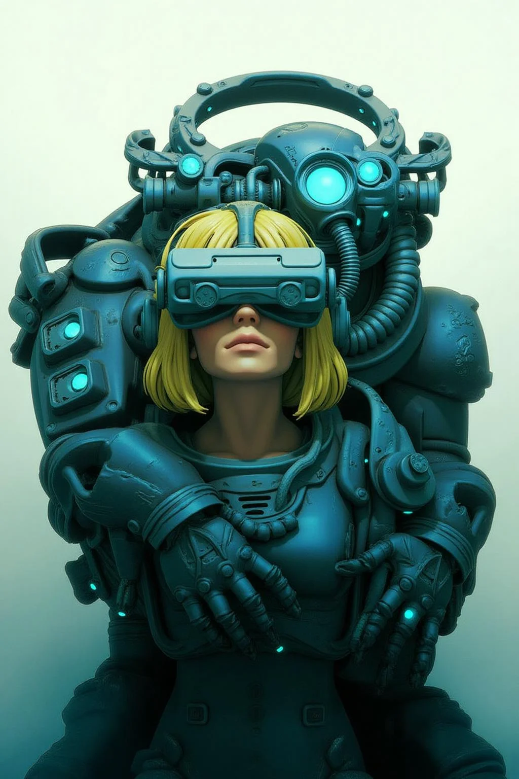 pascalblanche1 illustration.
A humanoid robot with a metallic, armored appearance and glowing blue eyes embracing a woman from behind. The woman has short blonde hair and wears a VR headset.
<lora:pascalblanche1_cap_d8a4:1.0><lora:860264105141878270:0>
