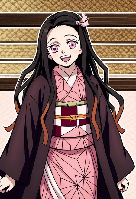 Kamado_Nezuko, kimono, happy