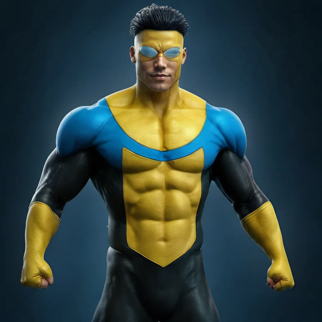a muscular man, wears a yellow and blue costume , jdetailed face, highly detailed, photography, ultra sharp, film, bokeh, professional, 4k <lora:Invincible_V2_-_SDXL:0.8>