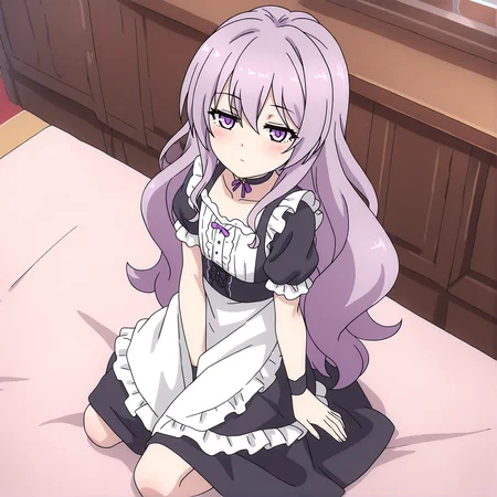 newest,absurdres,masterpiece,highres,<lora:noobai_ep11_stabilizer_v0.138_fp16>,<lora:ibarada2:1>,ena_ibarada,long hair,kneeling,maid,