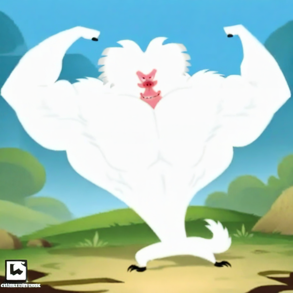absurdres, masterpiece, 4k, 8k, cinematic lighting, dynamic posing BREAK Baboon, white fur, primate, villain, 1boy, solo, flexing biceps, evil smile, muscular male, large muscles, large pectorals, growing, looking at viewer BREAK forest