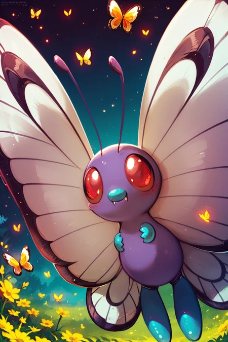score_9, score_8_up, score_8, ,,, , ,,, zzButterfree, no humans, pokemon (creature), bug, wings, antennae, butterfly, <lora:Butterfree_Pokemon_PDXL:1.0>, ,,,, BREAK, <lora:Hyperdriver_PDXL_v5:0.8>, ,,, BREAK, smile, looking at viewer, cowboy shot, embedding:zPDXL,