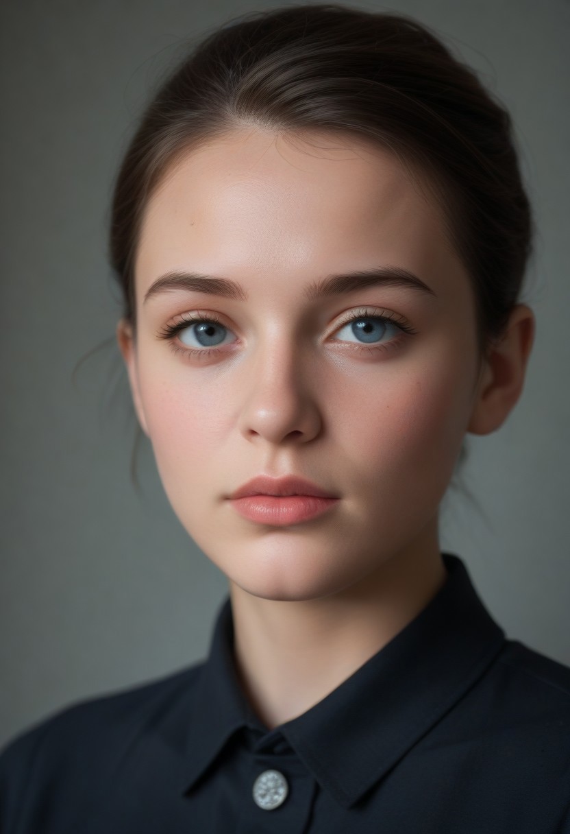 (((ultra high res))), (photorealistic), raw photo, (((4K resolution))), detailed eyes, super detailed face, focus on face, sharp focus,16k wallpaper, absurdres, highres, huge file size 
coal skies painted in vibrant shades of blue and gray, a lone young girl in a massive medieval city, fantasy rogue outfit, flickers of magical energy, Ink splashes, rough ink sketch, moody, gloomy, high contrast, stylized, light skin, close up on face, leather collared medieval shirt, Art Nouveau Style, face portrait close up, intense young girl, dark eyes, black hair undercut, head and shoulders only