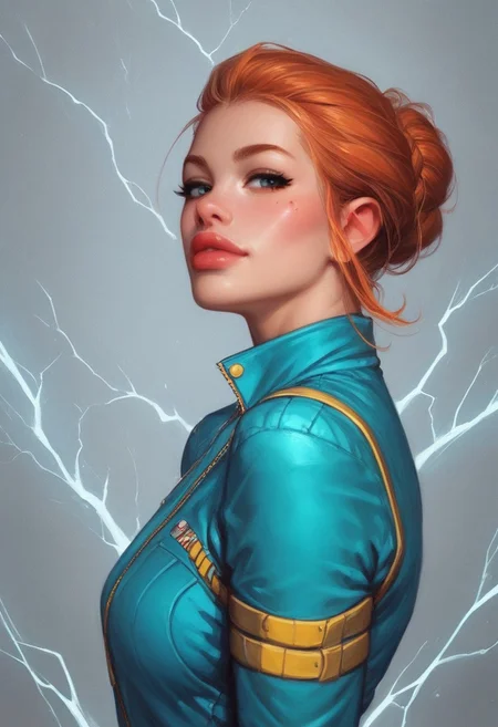 (((side view, turns back, dynamic angle))),
comic style, looking at viewer, highly detailed, source_comic_illustration, from front, 1girl, illustration, comic style, looking at viewer, highly detailed, source_comic_illustrationskinny, looking at viewer, 1girl, masterpiece, best quality, cowboy shot, girl, realistic drawing, anime, by Sam Yang, sharp highly detailed 2d illustration, comic art, (hyperrealism, soft light, sharp),
BREAK
(((Lyra's iridescent jumpsuit shimmers like a moonlit lake, with neon pink and electric blue accents. Her ginger hair crackles with electricity, styled in loose waves. Eyes burn like hot coals in fiery red and orange))),
((((full-clothed)))), ((cute face)), (((young beauty face)))
BREAK
((strange world background)) score_9, score_8_up, score_7_up, score_6_up, source_cartoon, rating_explicit, Expressiveh, (((((upper body))))), dynamic pose