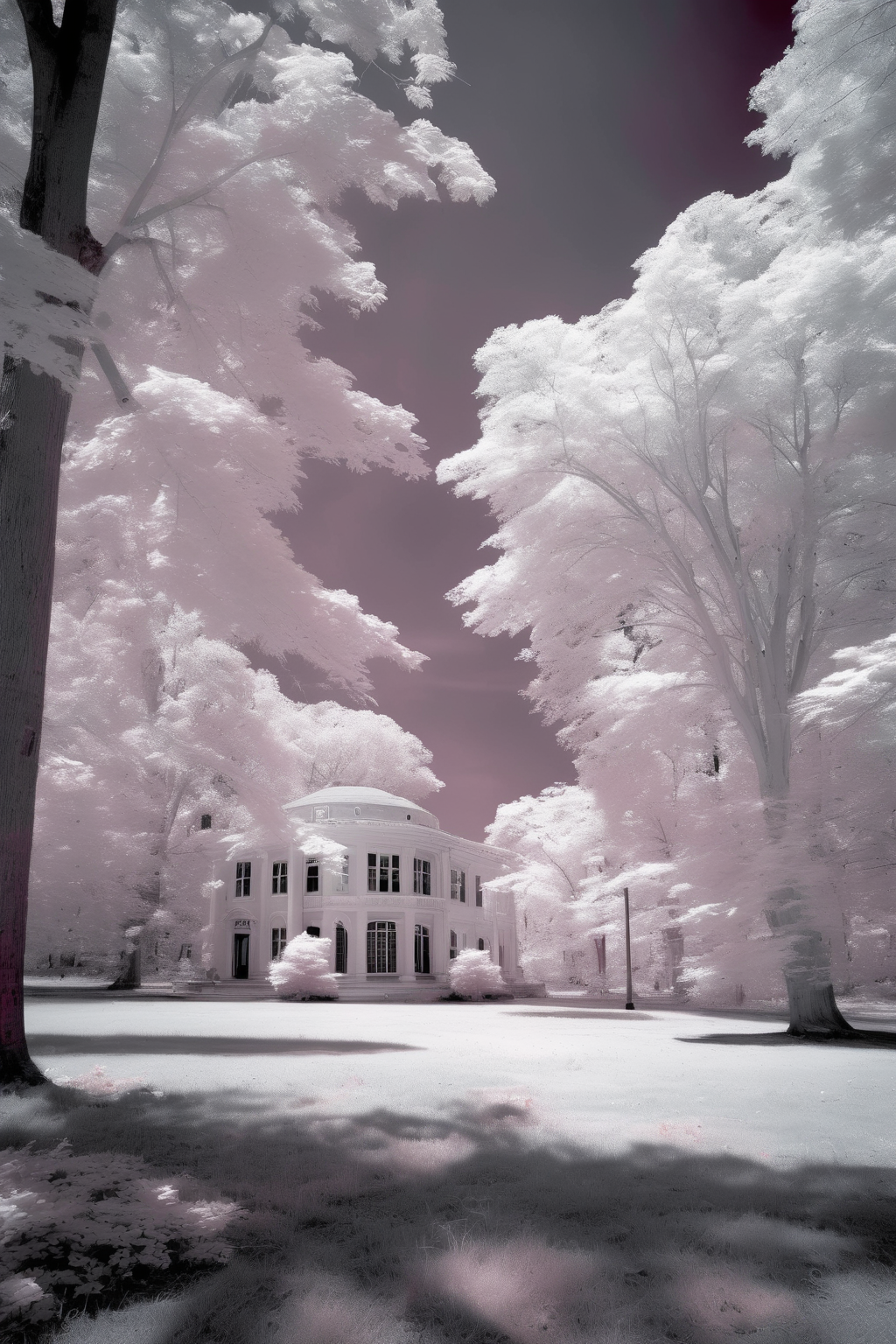 <lora:Infrared Photos:1>Infrared Photos - an 8k photograph of Seamon park in Saugerties New York in infrared as if it were photographed